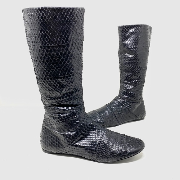 flat snakeskin booties